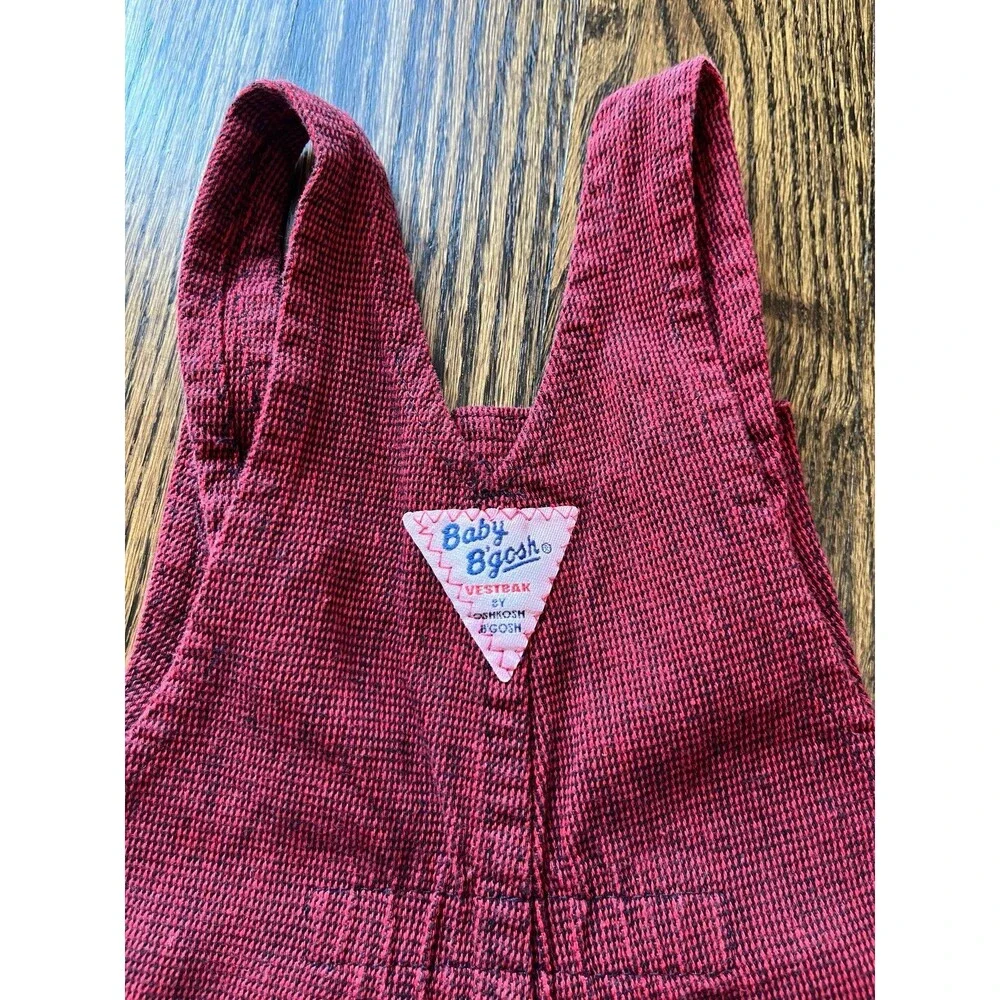 Vintage OshKosh B'Gosh Vestbak Overalls Jumper - Red/Black Grid (24M)